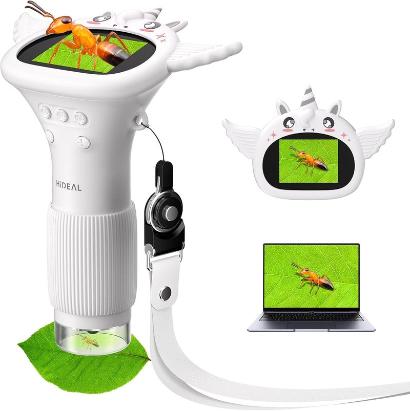 Hideal HP40 IPS Microscope for Kids: [Easy and Fun] 2" Portable Handheld Kids Microscope Miniscope, Pocket Mini Scope Educational Science Kit, Christmas Birthday Gifts for Kids, PC View, Off-White - Image 1
